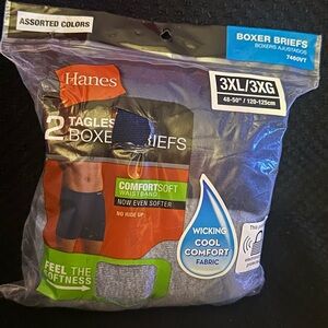 Hanes 2-Pack Boxer Briefs - Black and Gray